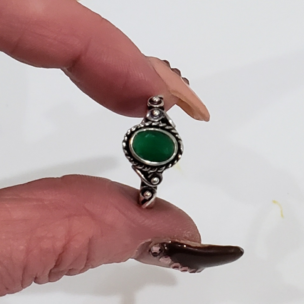 Emerald Gemstone 925 Silver Handmade Vintage Anti… - image 8